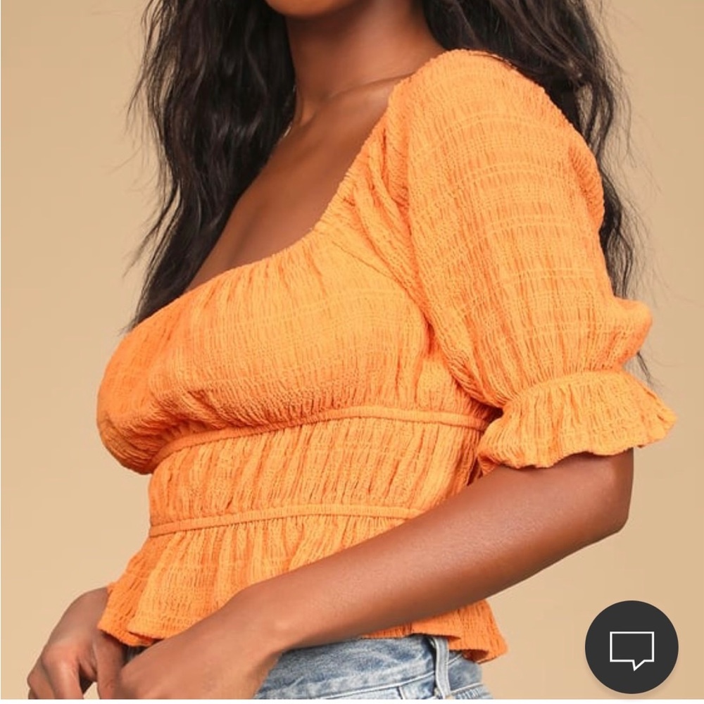 Lulus summery vibes orange smoked half sleeve top